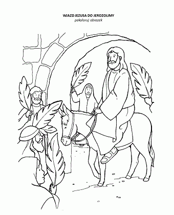Wjazd Jezusa do Jerozolimy - kolorowanka - Biblia Dla Dzieci