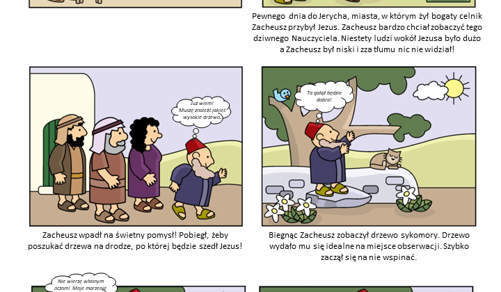 Jezus i Zacheusz - komiks - Biblia Dla Dzieci